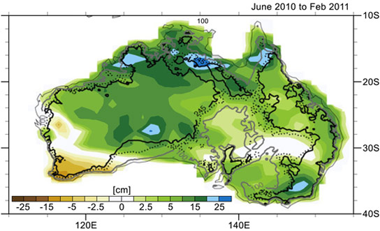 澳大利亚在2010年的海平面下降的作用 -  2011年