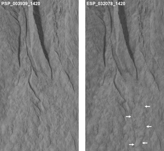 美国国家航空航天局发现火星上干冰沟的进一步证据