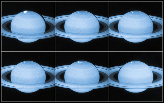 哈勃在土星北极看到极光