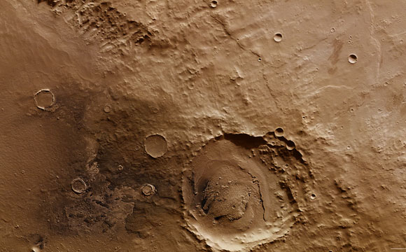 火星表达了Schiaparelli火山口的边缘的形象