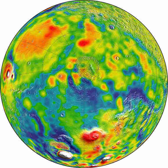 美国国家航空航天局航天器地图火星上的重力，在火星内留下最佳视图