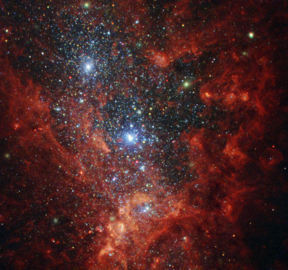 哈勃揭示了NGC 1569的彩虹色内部