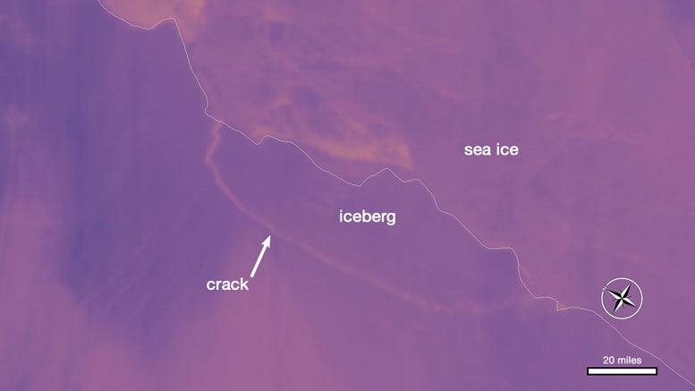 特拉华州大小的冰山从南极洲的拉尔森C型冰架上剥离下来