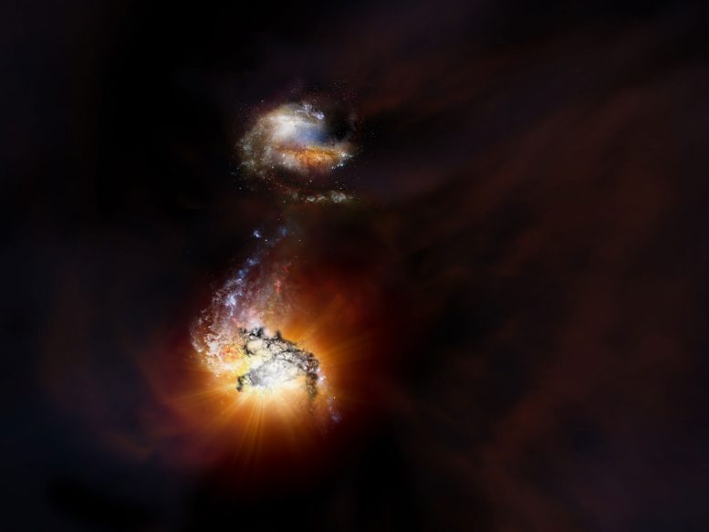 Alma在极端的恒星爆炸合并中发现超发光星系