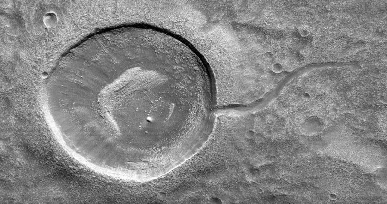 火星侦察轨道意见火星上的蝌蚪形状的火山口