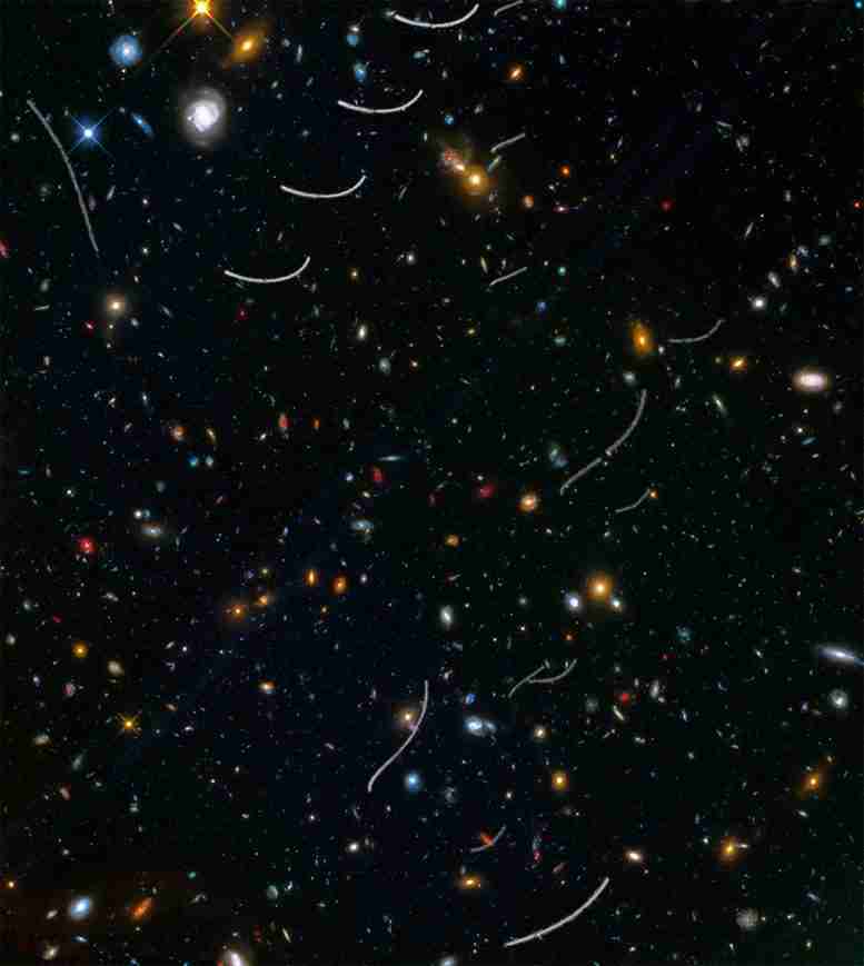 Hubble望远镜点小行星遥远的星系