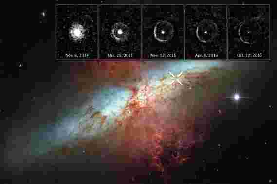 Hubble望远镜的视角从爆炸的明星扩张