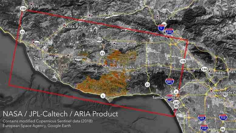 NASA卫星从太空中绘制加州野火的地图