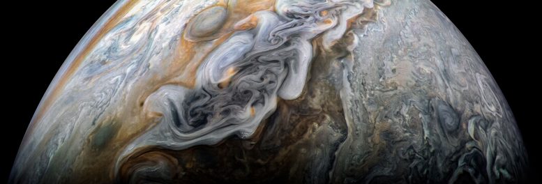 美国宇航局的朱诺航天器意见一个黑暗和暴风雨的木星