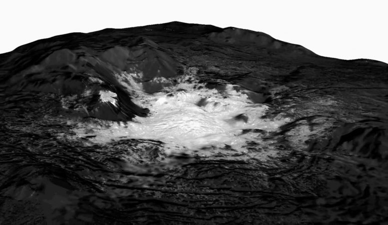 Cerealia Facula明亮的斑点的特写镜头看法在Ceres