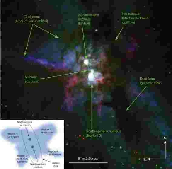 在合并的最终阶段前所未有的双星系'解剖'