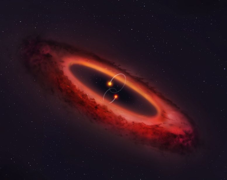 天文学家发现翻转行星成型盘的双星系统
