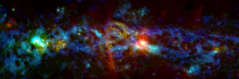 天文学家在我们的银河系中心揭示了巨大的磁性“糖果甘蔗”