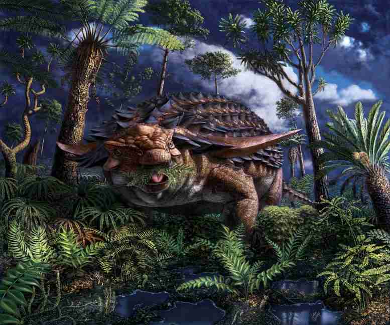 科学家们发现了一个2900英镑的装甲恐龙吃了1.1亿年前的最后一餐