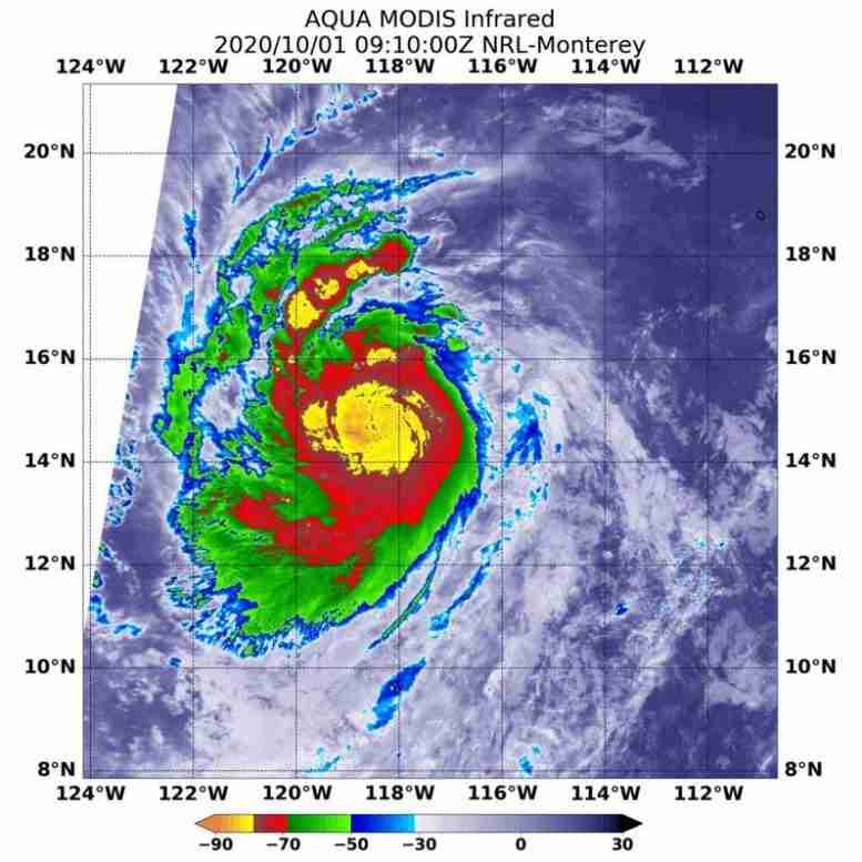 美国宇航局的Aqua卫星发现飓风玛丽迅速加剧