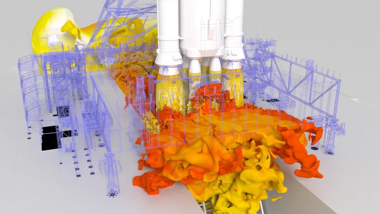 模拟NASA的Artemis登月任务的SLS火箭发射