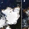令人震惊的NASA卫星图像记录的热量导致南极洲的戏剧性融化