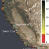 跟踪加利福尼亚山水从太空中的沉没海岸：旧金山，蒙特雷湾，洛杉矶和圣地亚哥主要受影响